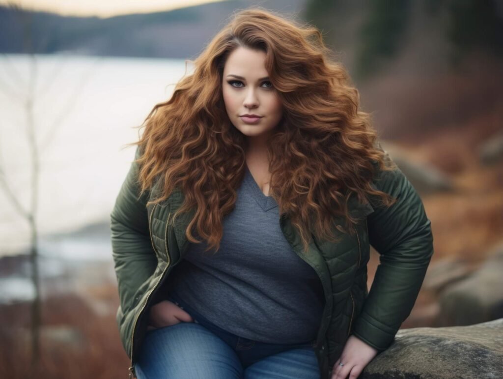 Self-confident plus size woman with beautiful hairstyle
