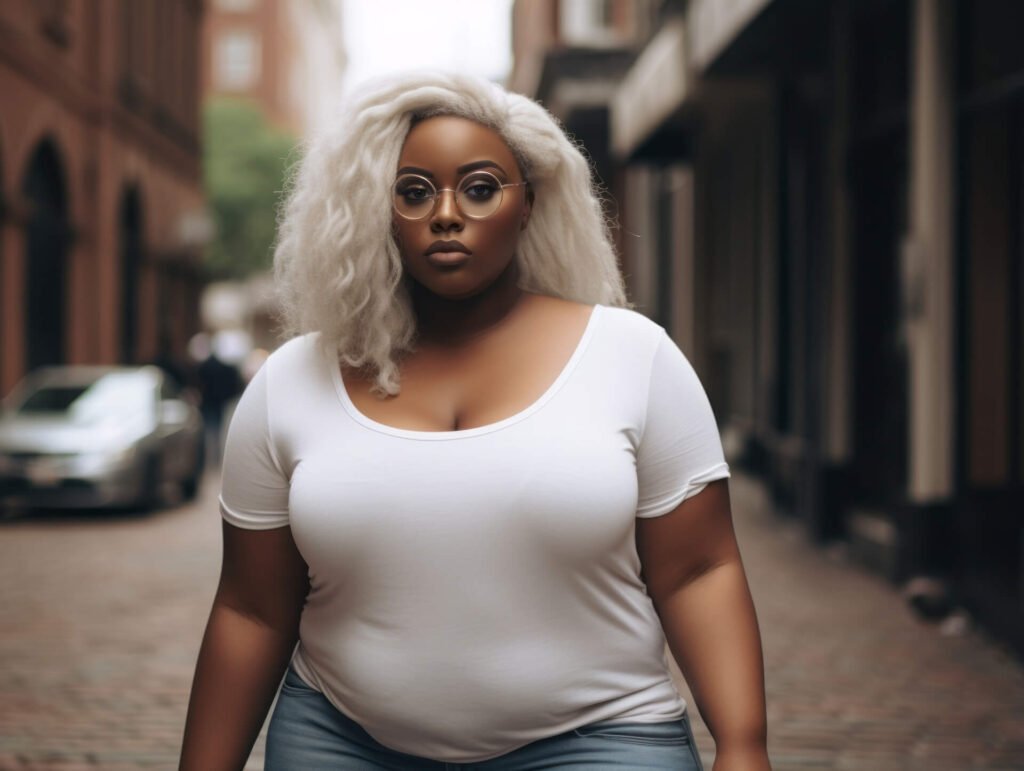 A beautiful plus size woman with an attractive hairstyle